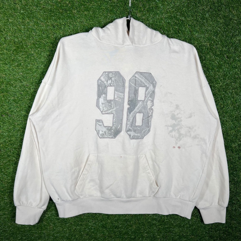 Aeropostale Mens Hoodie Small Cream 98 Graphic Pullover Sweatshirt Y2K